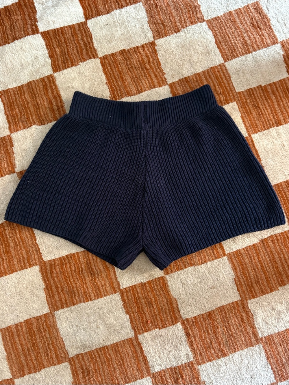 Navy Ribbed Knit Women’s Shorts